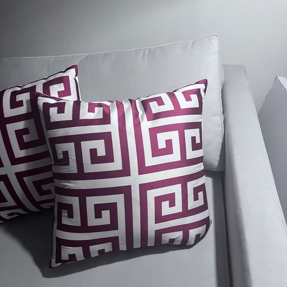 Red Stripped Decorative Throw Pillows Set of 2 - Picture 2 of 11